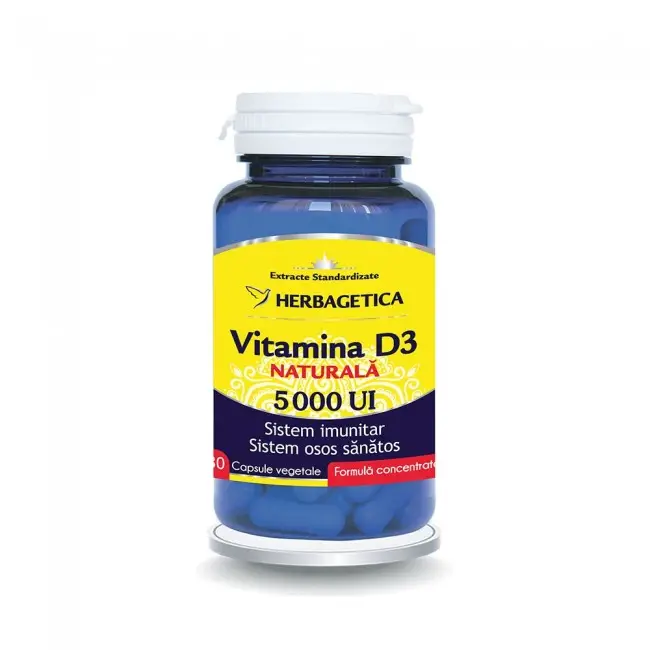 vitamina_d3_5000ui_30cps Vitamina D3 Naturală 5000 UI - 30 capsule - Herbagetica - imagine 1