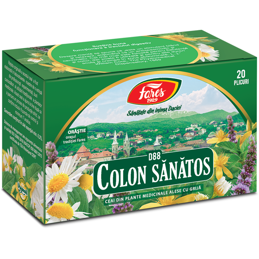 colon-sanatos-d88 Colon sănătos (colon iritabil), ceai la plic - Fares - imagine 1